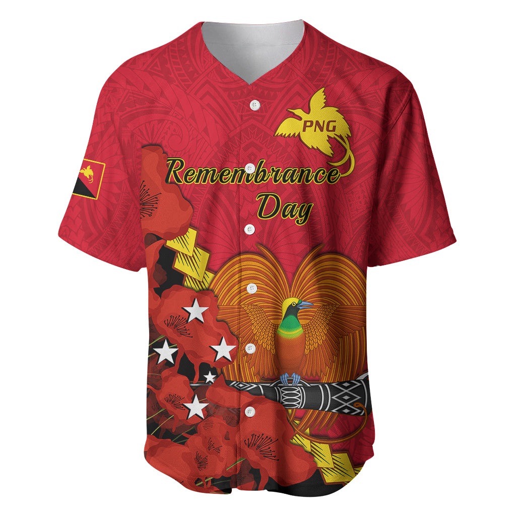 Polynesian Pride Remembrance Day PNG Baseball Jersey Papua New Guinea We Will Remember Them LT14 Red - Polynesian Pride