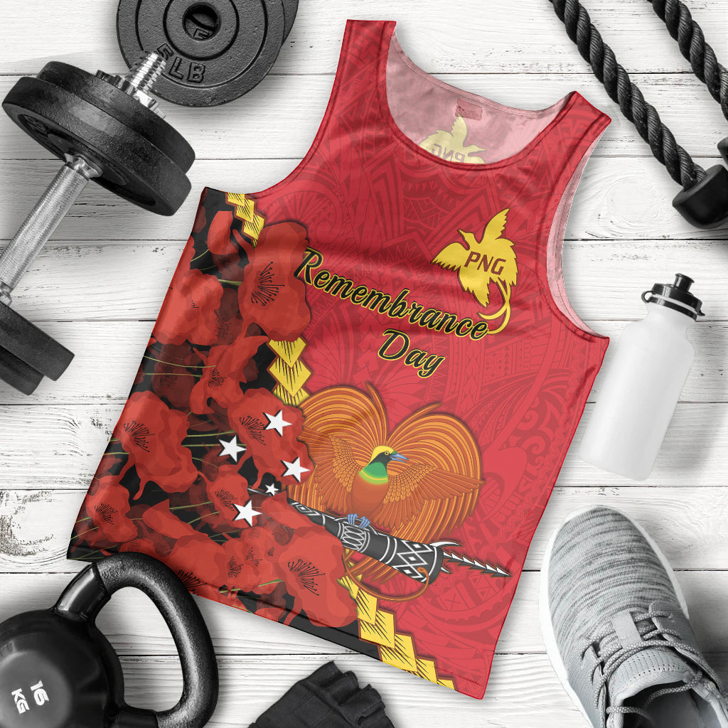 Polynesian Pride Remembrance Day PNG Men Tank Top Papua New Guinea We Will Remember Them LT14 Red - Polynesian Pride