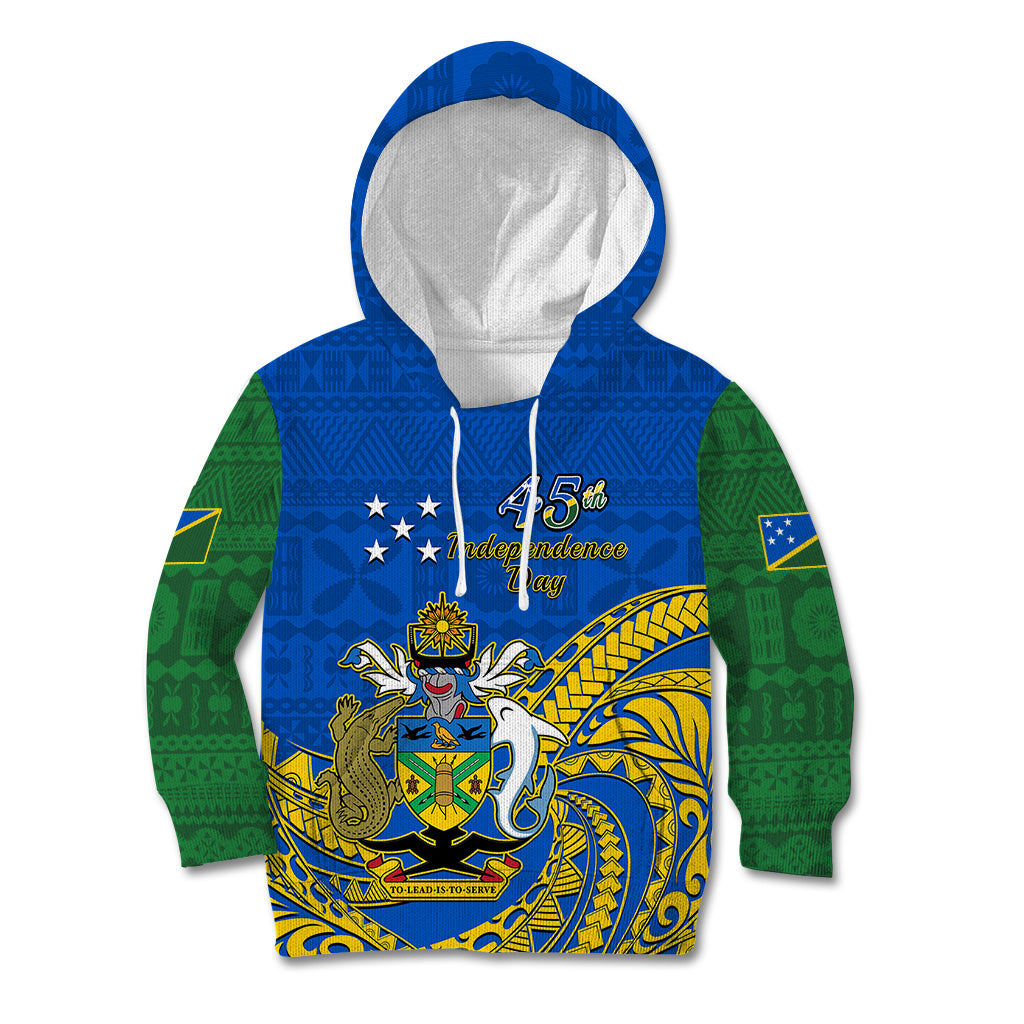 Polynesian Pride Independence Day Solomon Islands Kid Hoodie Happy 45th Anniversary LT14 Hoodie Blue - Polynesian Pride