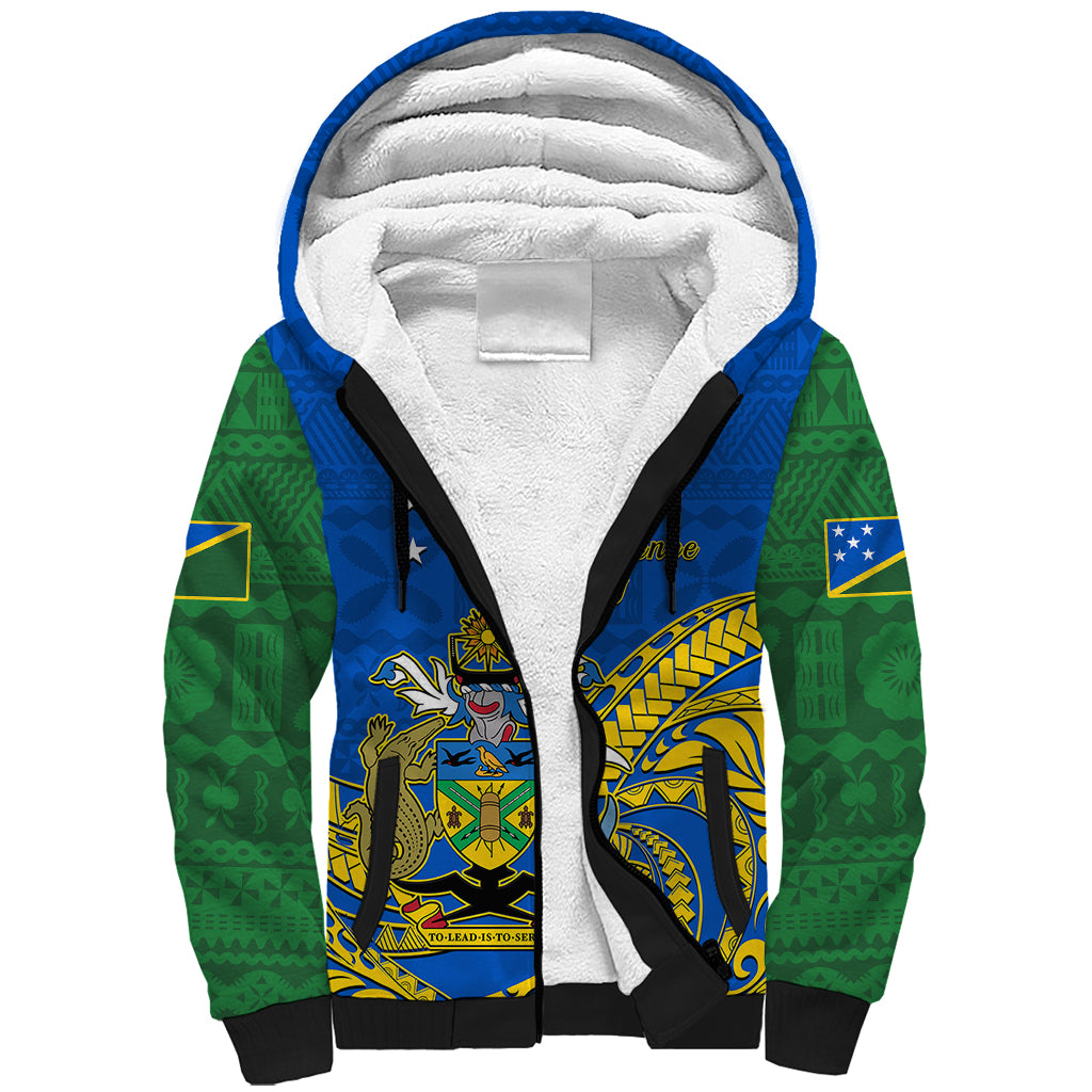 Polynesian Pride Independence Day Solomon Islands Sherpa Hoodie Happy 45th Anniversary LT14 Unisex Blue - Polynesian Pride