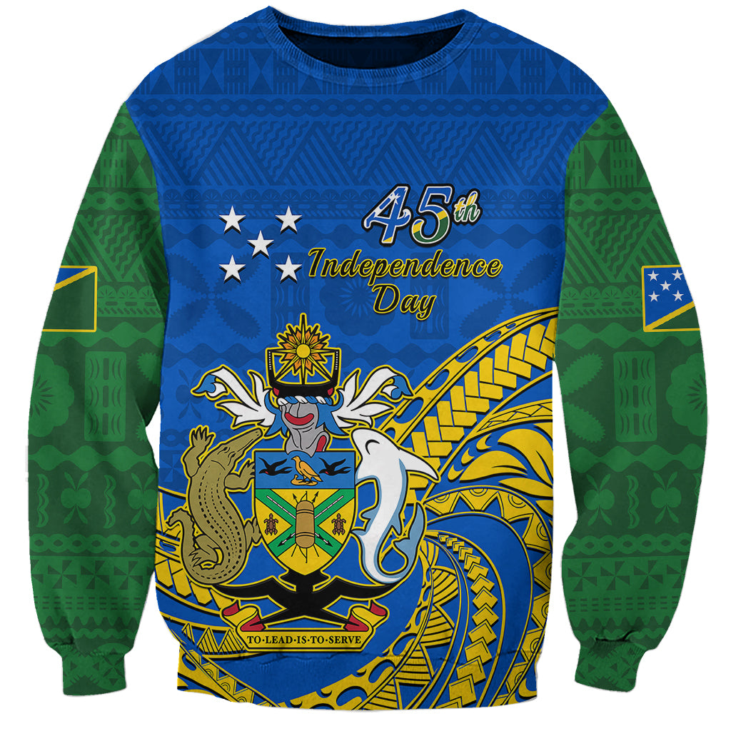Polynesian Pride Independence Day Solomon Islands Sweatshirt Happy 45th Anniversary LT14 Unisex Blue - Polynesian Pride
