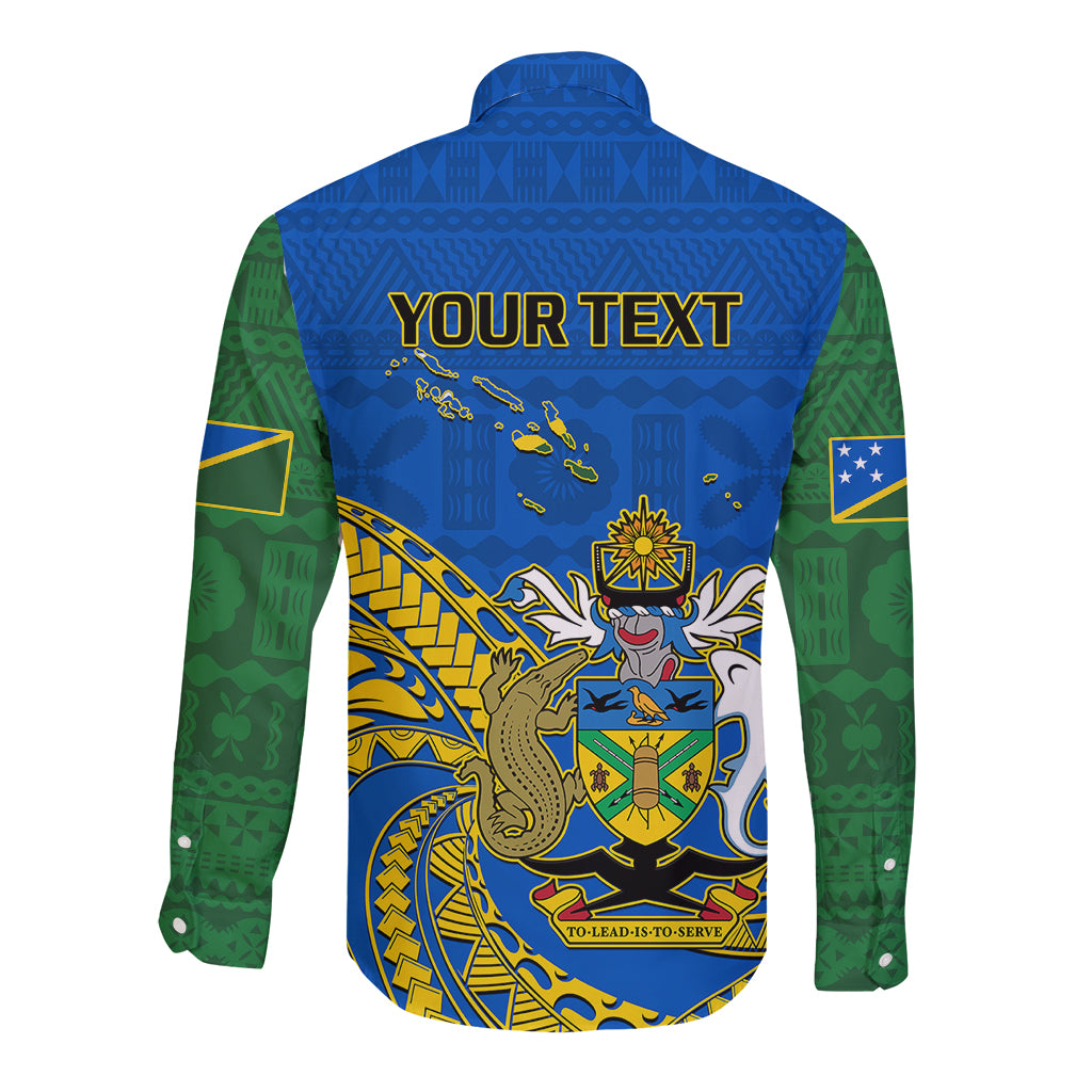 Personalised Independence Day Solomon Islands Long Sleeve Button Shirt Happy 45th Anniversary LT14 - Polynesian Pride