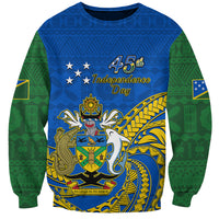 Personalised Independence Day Solomon Islands Sweatshirt Happy 45th Anniversary LT14 Unisex Blue - Polynesian Pride