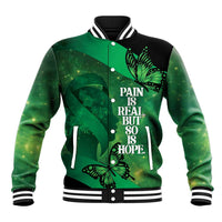 Personalised World Mental Health Awareness Month Baseball Jacket Warriors Brave Strong Galaxy Vibes LT14 Unisex Green - Polynesian Pride