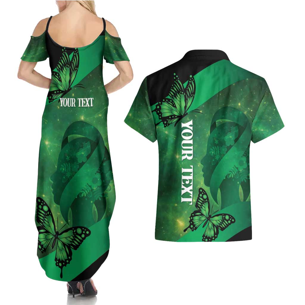 Personalised World Mental Health Awareness Month Couples Matching Summer Maxi Dress and Hawaiian Shirt Warriors Brave Strong Galaxy Vibes