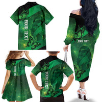 Personalised World Mental Health Awareness Month Family Matching Off The Shoulder Long Sleeve Dress and Hawaiian Shirt Warriors Brave Strong Galaxy Vibes