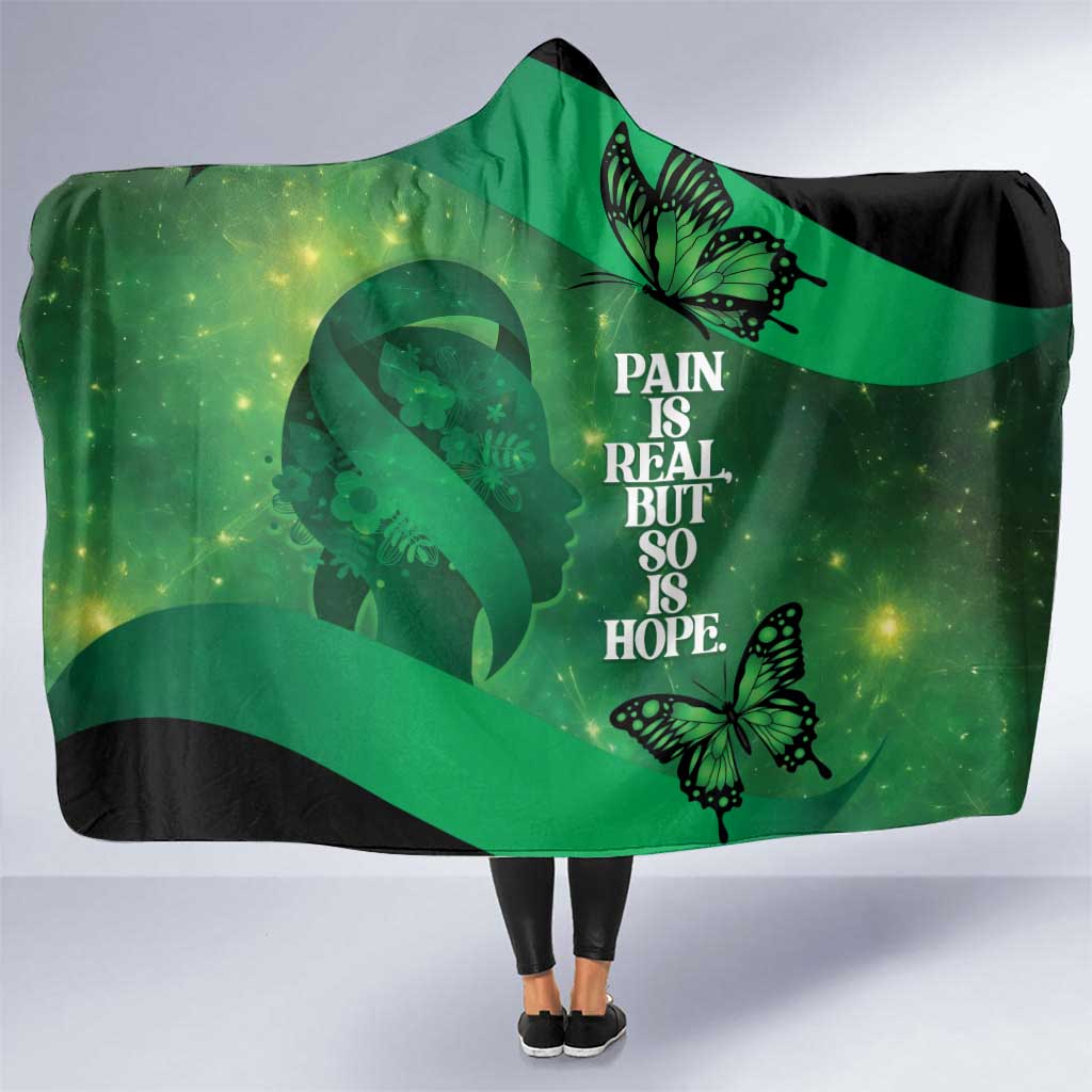 World Mental Health Awareness Month Hooded Blanket Warriors Brave Strong Galaxy Vibes LT14 One Size Green - Polynesian Pride