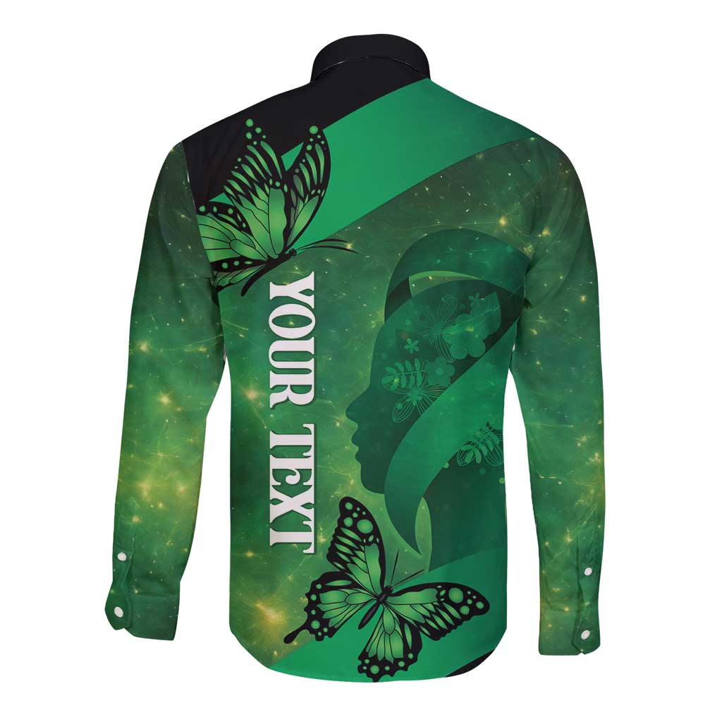 Personalised World Mental Health Awareness Month Long Sleeve Button Shirt Warriors Brave Strong Galaxy Vibes LT14 - Polynesian Pride