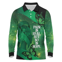 Personalised World Mental Health Awareness Month Long Sleeve Polo Shirt Warriors Brave Strong Galaxy Vibes