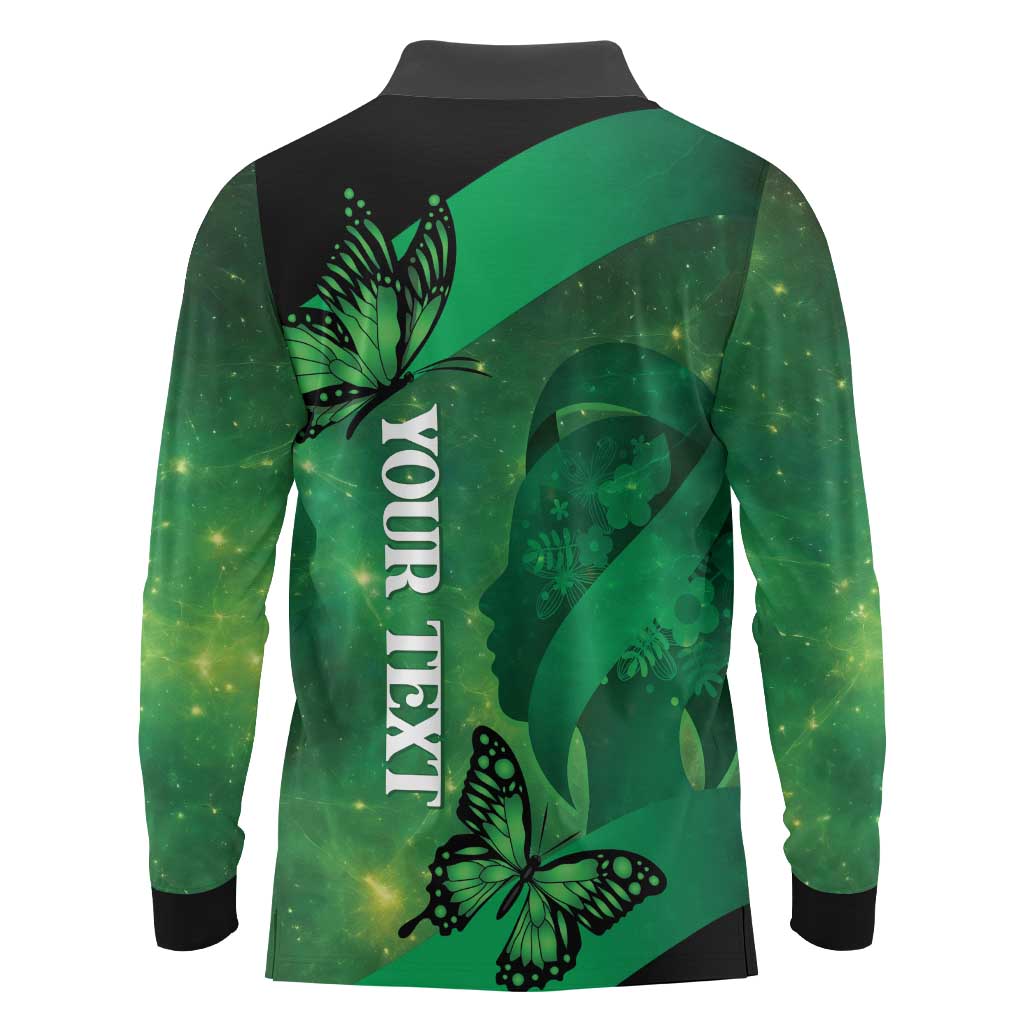 Personalised World Mental Health Awareness Month Long Sleeve Polo Shirt Warriors Brave Strong Galaxy Vibes