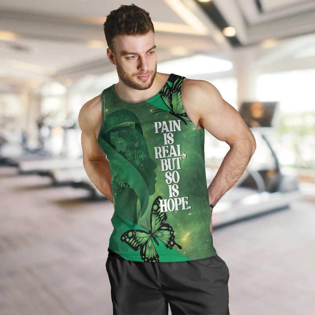 Personalised World Mental Health Awareness Month Men Tank Top Warriors Brave Strong Galaxy Vibes LT14 Green - Polynesian Pride