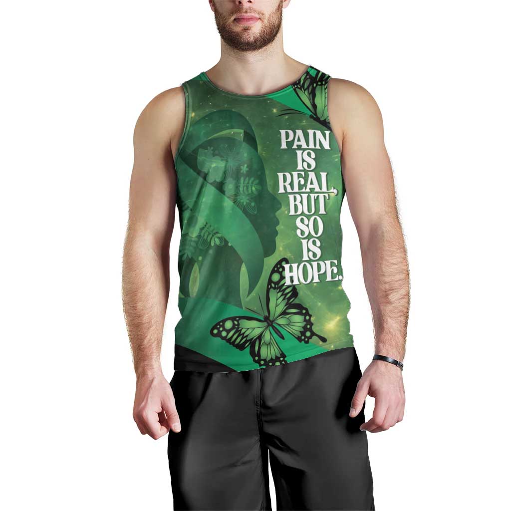 Personalised World Mental Health Awareness Month Men Tank Top Warriors Brave Strong Galaxy Vibes LT14 - Polynesian Pride