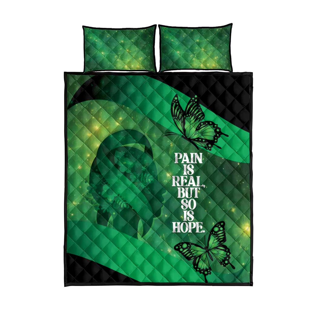 World Mental Health Awareness Month Quilt Bed Set Warriors Brave Strong Galaxy Vibes