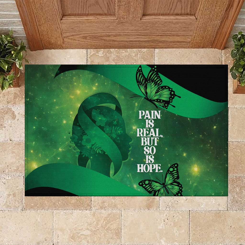 World Mental Health Awareness Month Rubber Doormat Warriors Brave Strong Galaxy Vibes LT14 Green - Polynesian Pride