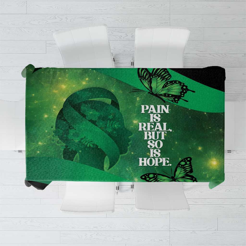 World Mental Health Awareness Month Tablecloth Warriors Brave Strong Galaxy Vibes LT14 Green - Polynesian Pride