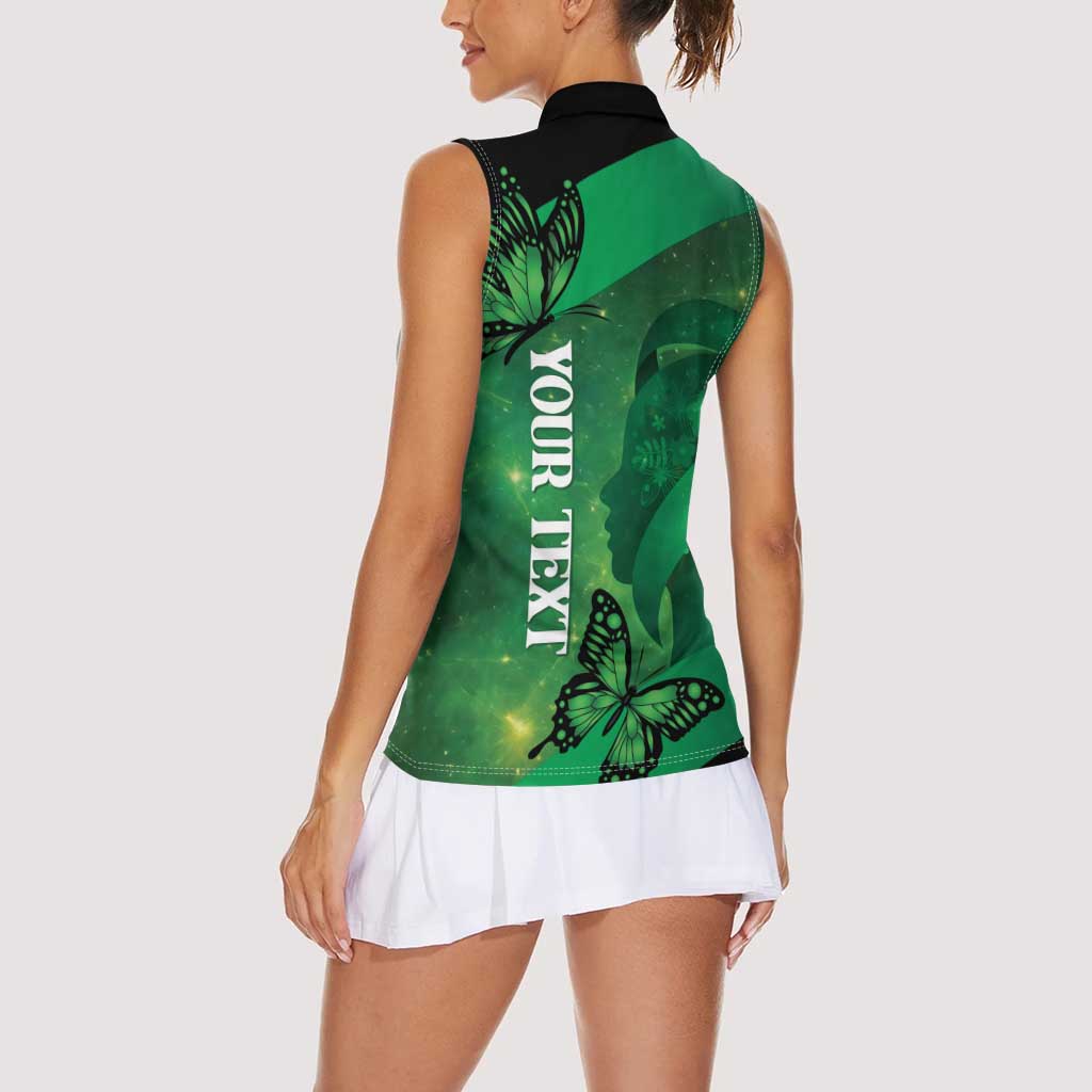 Personalised World Mental Health Awareness Month Women Sleeveless Polo Shirt Warriors Brave Strong Galaxy Vibes