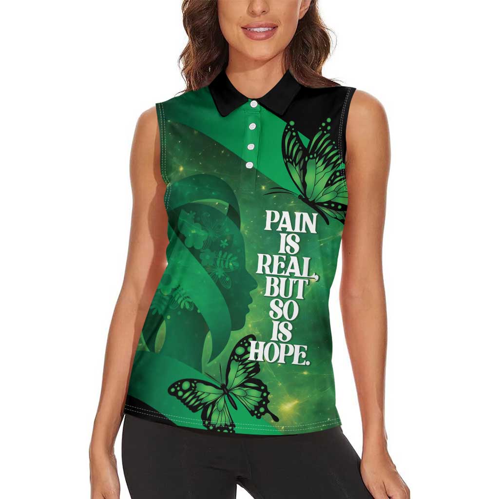 Personalised World Mental Health Awareness Month Women Sleeveless Polo Shirt Warriors Brave Strong Galaxy Vibes