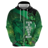 Personalised World Mental Health Awareness Month Zip Hoodie Warriors Brave Strong Galaxy Vibes