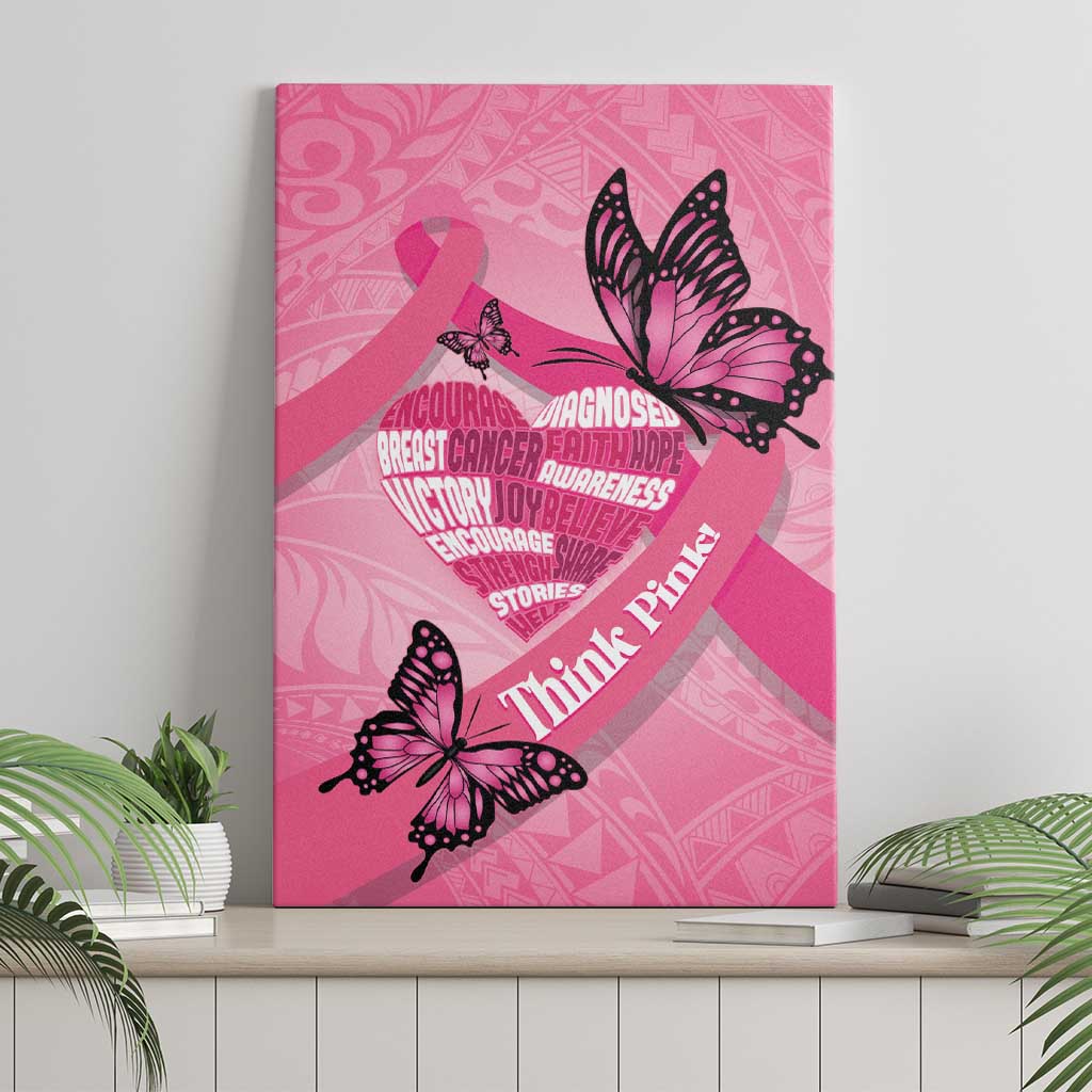 Polynesia Breast Cancer Awareness Month Canvas Wall Art Pink Ribbon Mix Butterflies LT14 - Polynesian Pride