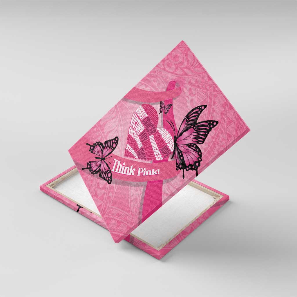 Polynesia Breast Cancer Awareness Month Canvas Wall Art Pink Ribbon Mix Butterflies LT14 With Frame Pink - Polynesian Pride