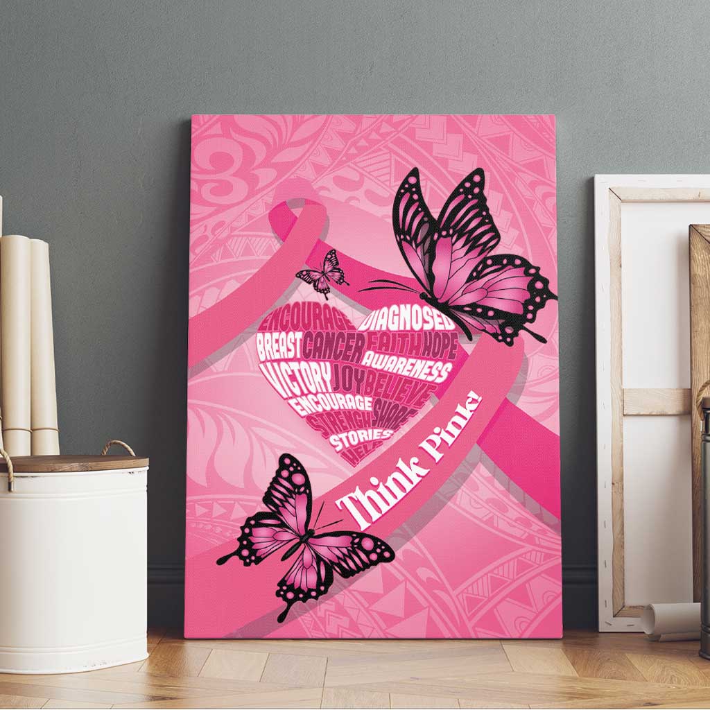 Polynesia Breast Cancer Awareness Month Canvas Wall Art Pink Ribbon Mix Butterflies LT14 - Polynesian Pride