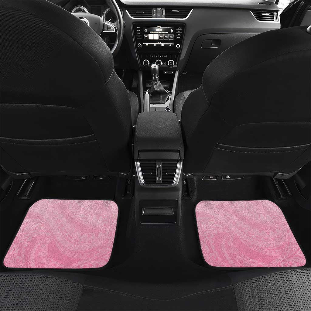 Polynesia Breast Cancer Awareness Month Car Mats Pink Ribbon Mix Butterflies LT14 Set 2pcs - Back Pink - Polynesian Pride