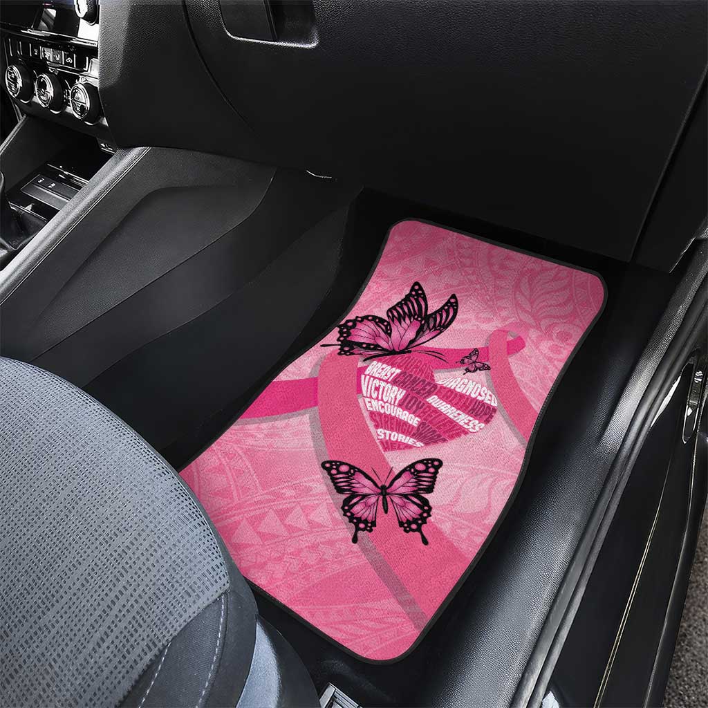 Polynesia Breast Cancer Awareness Month Car Mats Pink Ribbon Mix Butterflies LT14 - Polynesian Pride