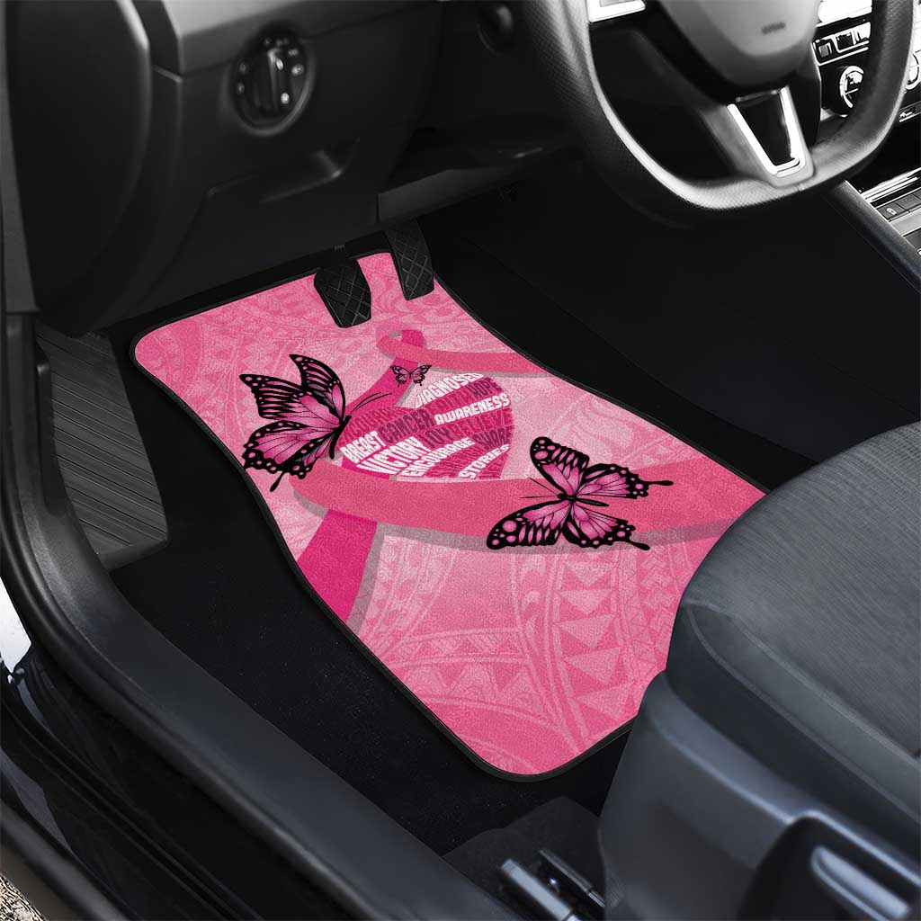 Polynesia Breast Cancer Awareness Month Car Mats Pink Ribbon Mix Butterflies LT14 - Polynesian Pride
