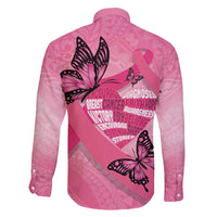 Polynesia Breast Cancer Awareness Month Family Matching Off Shoulder Maxi Dress and Hawaiian Shirt Pink Ribbon Mix Butterflies