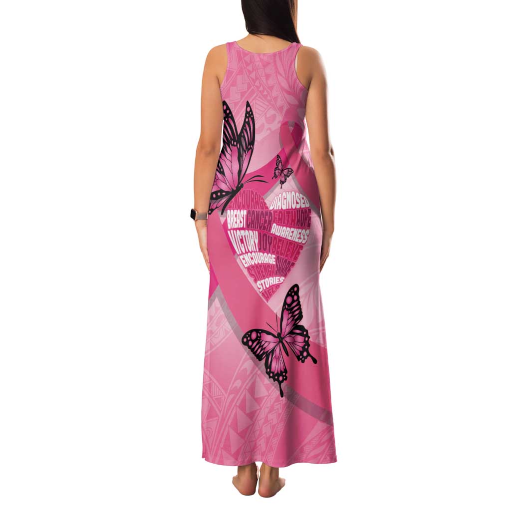 Polynesia Breast Cancer Awareness Month Family Matching Tank Maxi Dress and Hawaiian Shirt Pink Ribbon Mix Butterflies