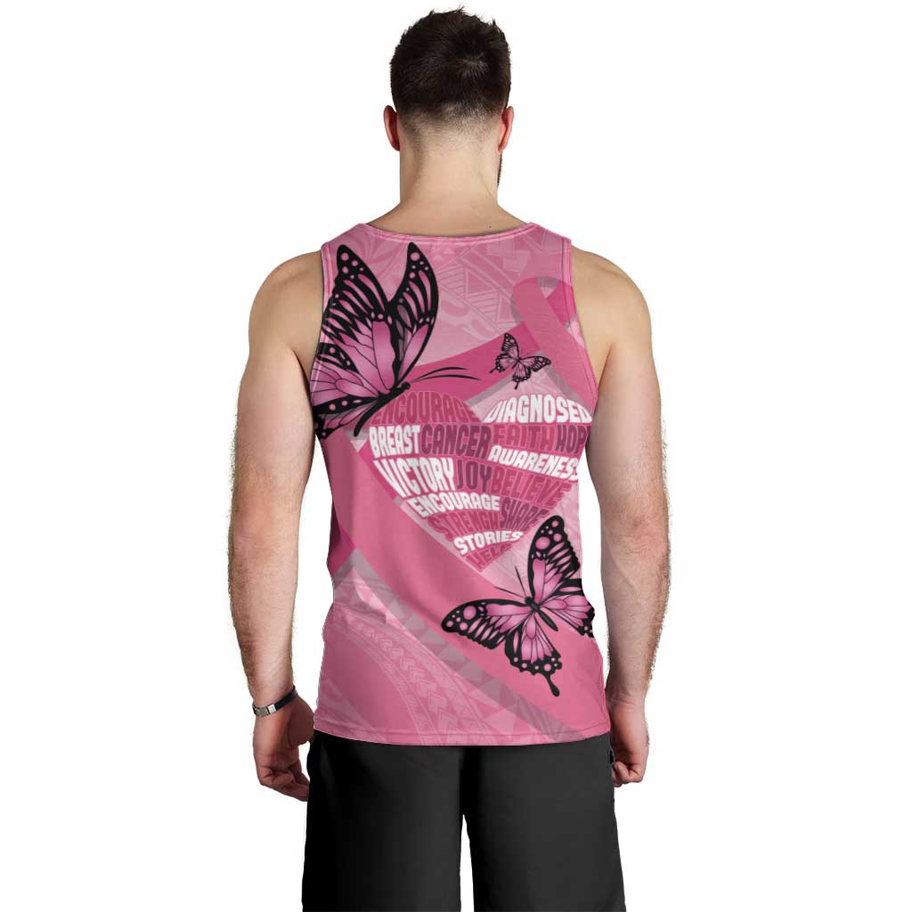 Polynesia Breast Cancer Awareness Month Men Tank Top Pink Ribbon Mix Butterflies LT14 - Polynesian Pride
