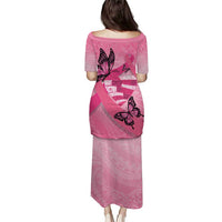 Polynesia Breast Cancer Awareness Month Puletasi Pink Ribbon Mix Butterflies