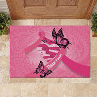 Polynesia Breast Cancer Awareness Month Rubber Doormat Pink Ribbon Mix Butterflies LT14 Pink - Polynesian Pride