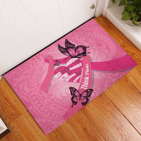 Polynesia Breast Cancer Awareness Month Rubber Doormat Pink Ribbon Mix Butterflies LT14 - Polynesian Pride