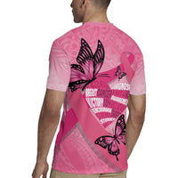 Polynesia Breast Cancer Awareness Month Rugby Jersey Pink Ribbon Mix Butterflies