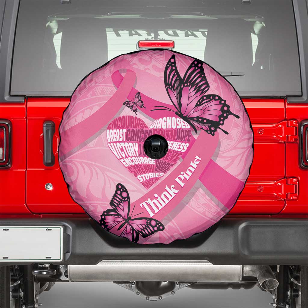 Polynesia Breast Cancer Awareness Month Spare Tire Cover Pink Ribbon Mix Butterflies