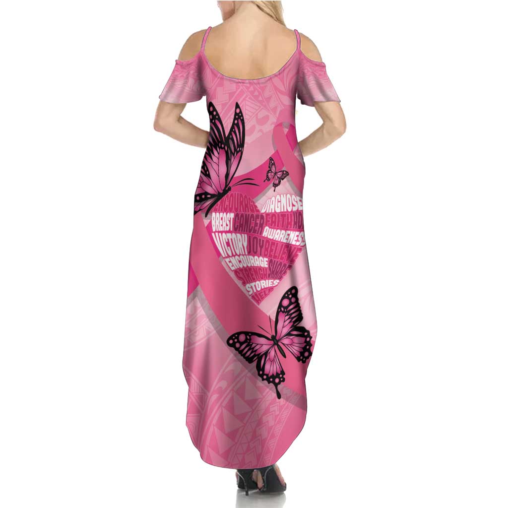Polynesia Breast Cancer Awareness Month Summer Maxi Dress Pink Ribbon Mix Butterflies