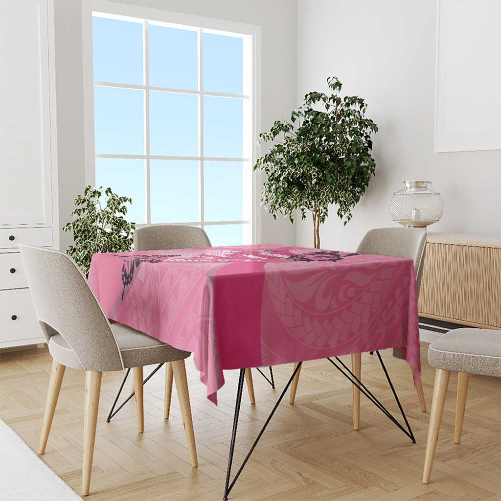 Polynesia Breast Cancer Awareness Month Tablecloth Pink Ribbon Mix Butterflies LT14 - Polynesian Pride