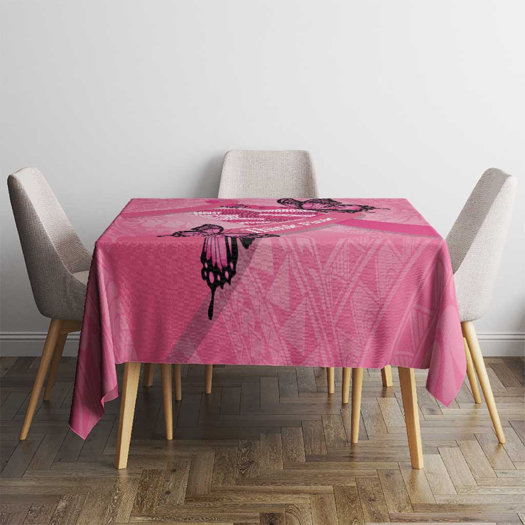 Polynesia Breast Cancer Awareness Month Tablecloth Pink Ribbon Mix Butterflies LT14 - Polynesian Pride