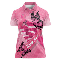 Polynesia Breast Cancer Awareness Month Women Polo Shirt Pink Ribbon Mix Butterflies
