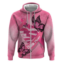 Polynesia Breast Cancer Awareness Month Zip Hoodie Pink Ribbon Mix Butterflies