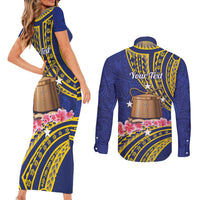 Personalised Tokelau Tokehega Day Couples Matching Short Sleeve Bodycon Dress and Long Sleeve Button Shirt Tokelauan Tatau Flag Color - Polynesian Pride