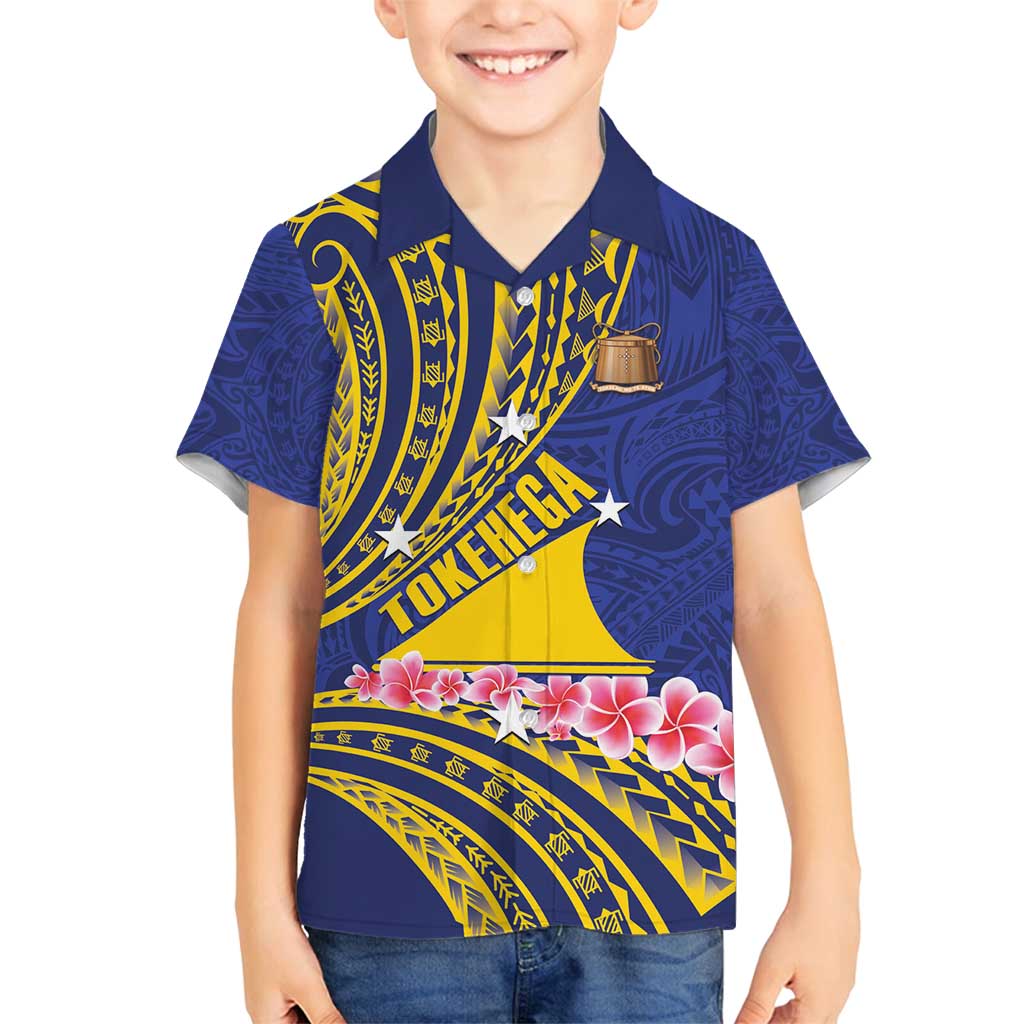 Personalised Tokelau Tokehega Day Family Matching Off Shoulder Short Dress and Hawaiian Shirt Tokelauan Tatau Flag Color - Polynesian Pride