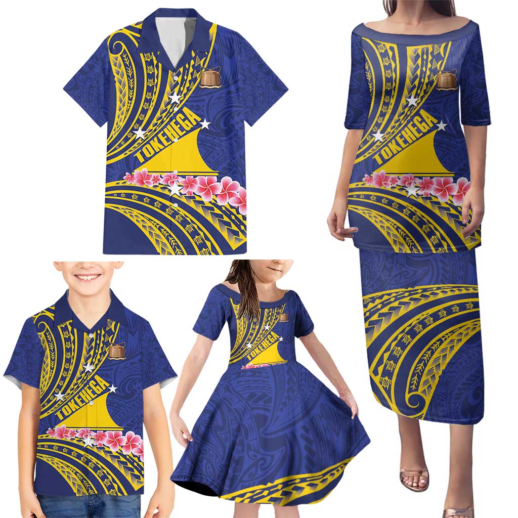 Personalised Tokelau Tokehega Day Family Matching Puletasi and Hawaiian Shirt Tokelauan Tatau Flag Color - Polynesian Pride