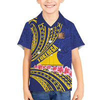 Personalised Tokelau Tokehega Day Family Matching Short Sleeve Bodycon Dress and Hawaiian Shirt Tokelauan Tatau Flag Color - Polynesian Pride