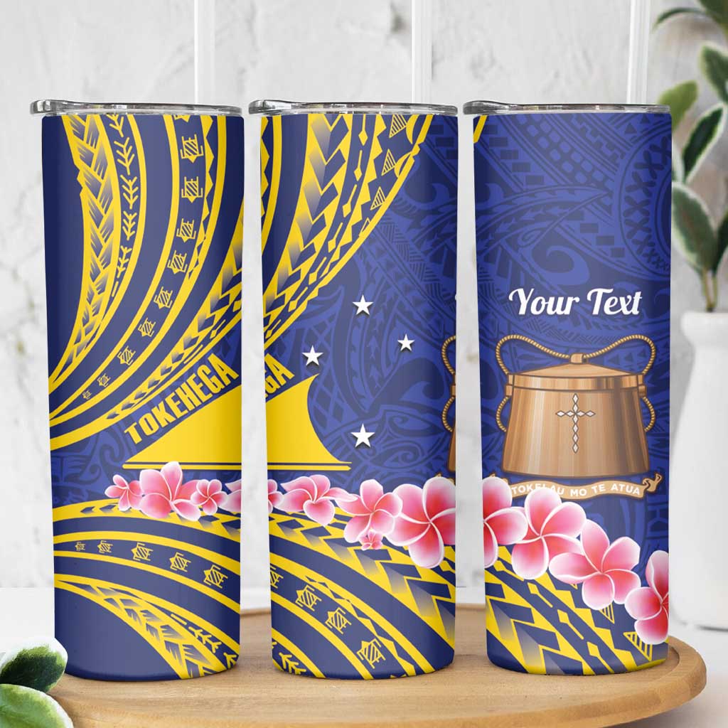Personalised Tokelau Tokehega Day Skinny Tumbler Tokelauan Tatau Flag Color - Polynesian Pride
