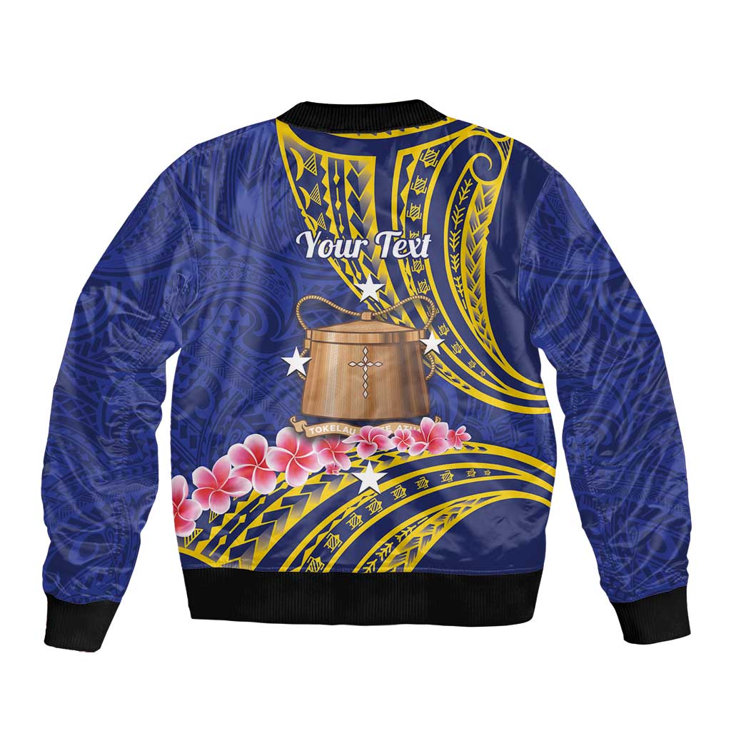 Personalised Tokelau Tokehega Day Sleeve Zip Bomber Jacket Tokelauan Tatau Flag Color - Polynesian Pride