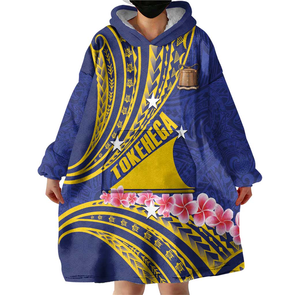 Personalised Tokelau Tokehega Day Wearable Blanket Hoodie Tokelauan Tatau Flag Color - Polynesian Pride