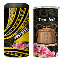 Personalised Tokelau Tokehega Day 4 in 1 Can Cooler Tumbler Tokelauan Tatau Black Color - Polynesian Pride