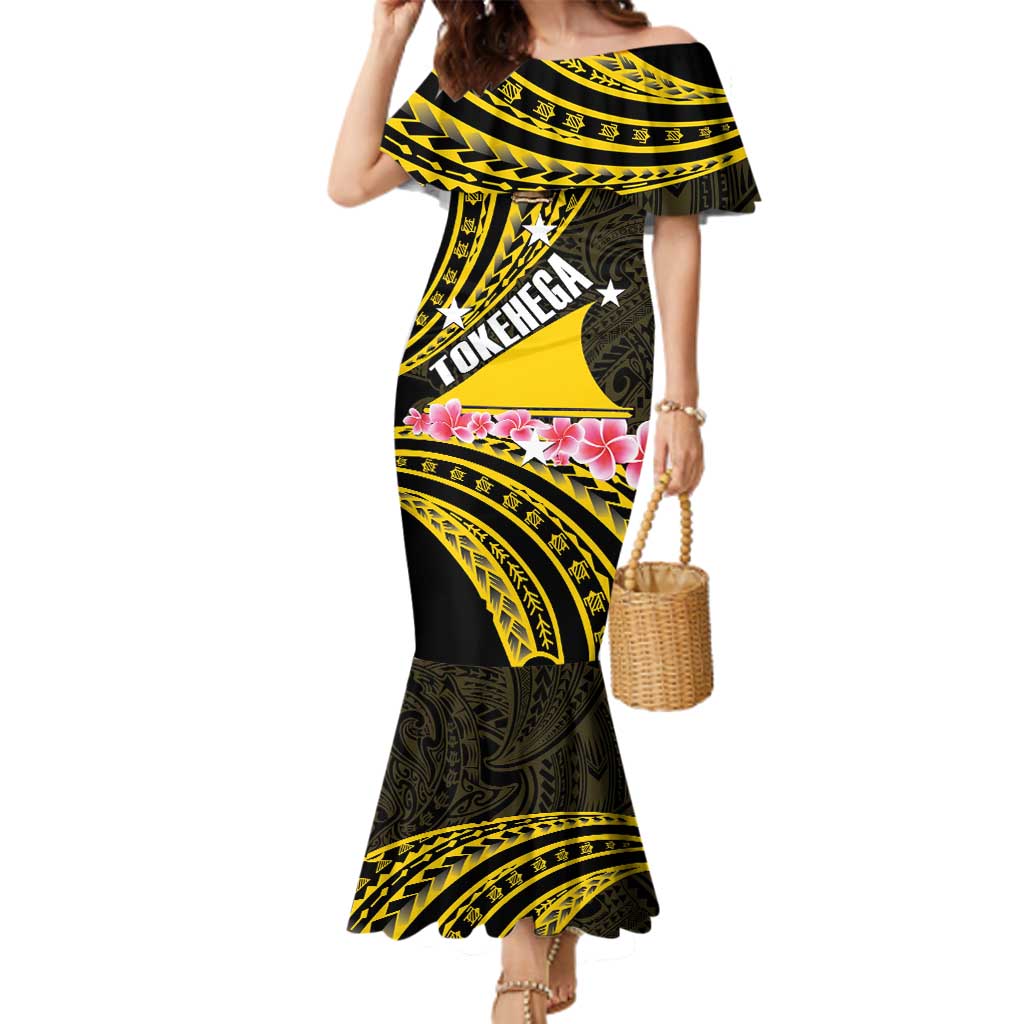 Personalised Tokelau Tokehega Day Family Matching Mermaid Dress and Hawaiian Shirt Tokelauan Tatau Black Color - Polynesian Pride